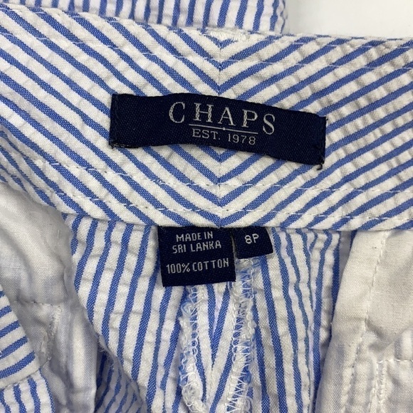Chaps Blue & White Striped Seersucker Bermuda Shorts Size 8P - Picture 7 of 10